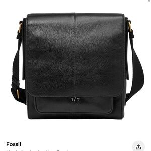 Fossil Men's Black Leather Kayden Courier Messenger Bag